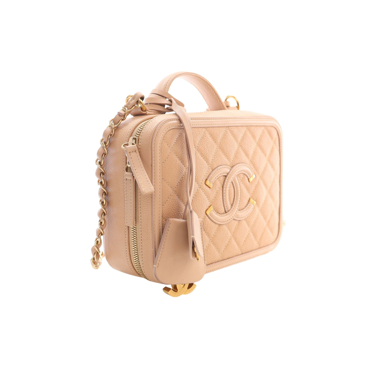 Chanel Medium Caviar CC Filigree Vanity Case — Beige