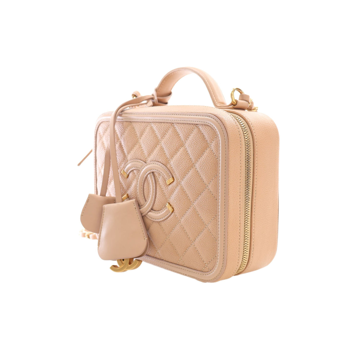 Chanel Medium Caviar CC Filigree Vanity Case — Beige