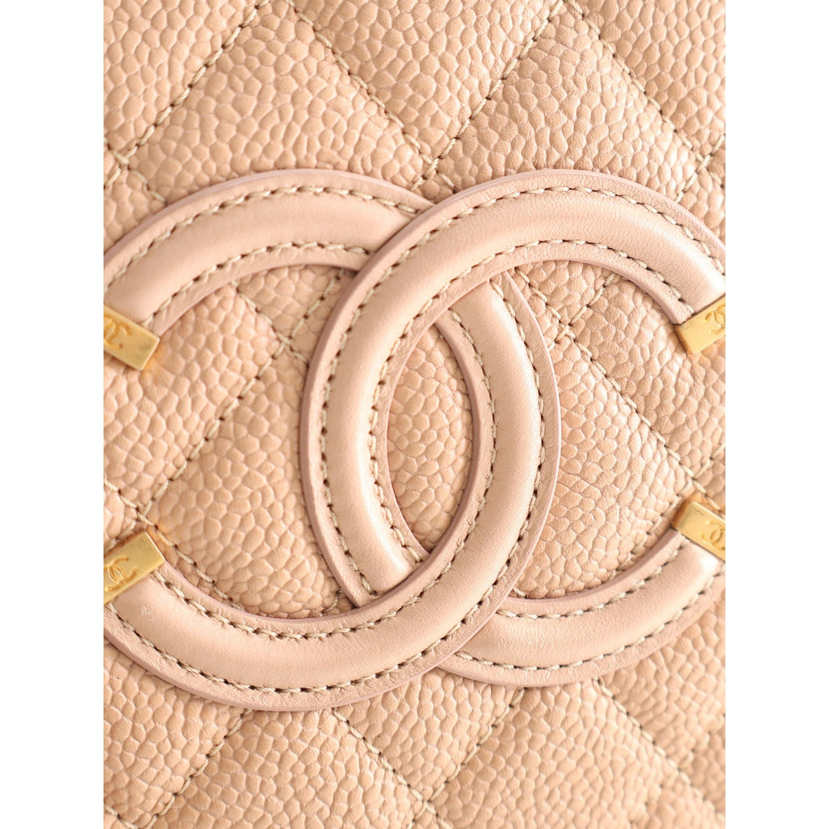 Chanel Medium Caviar CC Filigree Vanity Case — Beige