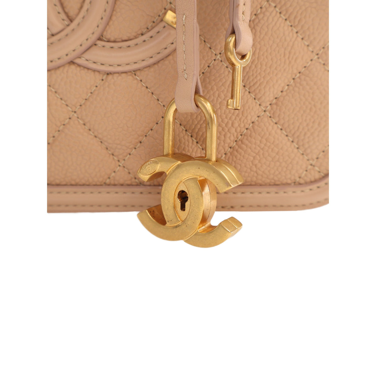 Chanel Medium Caviar CC Filigree Vanity Case — Beige