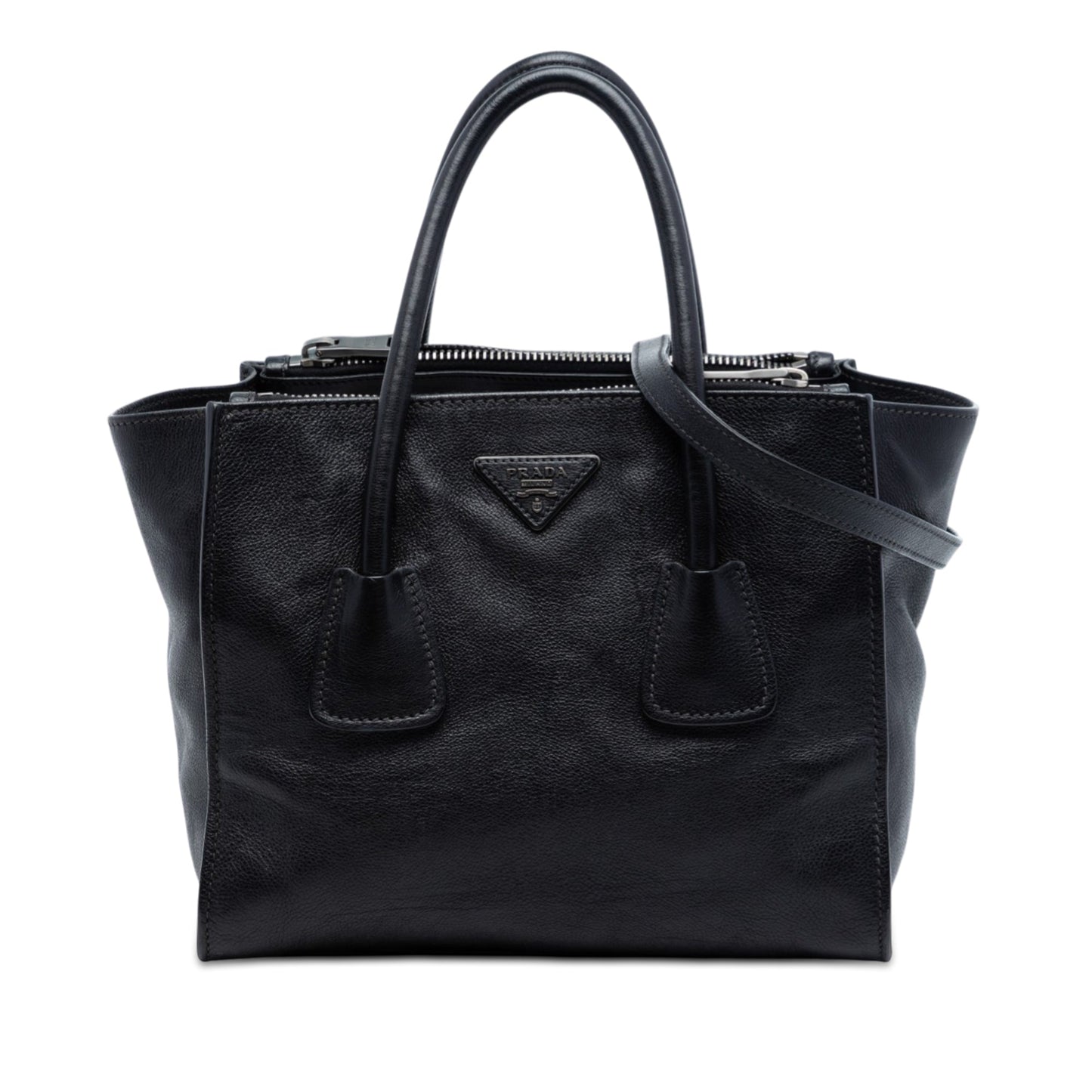 Glace Calf Twin Pocket Double Handle Satchel