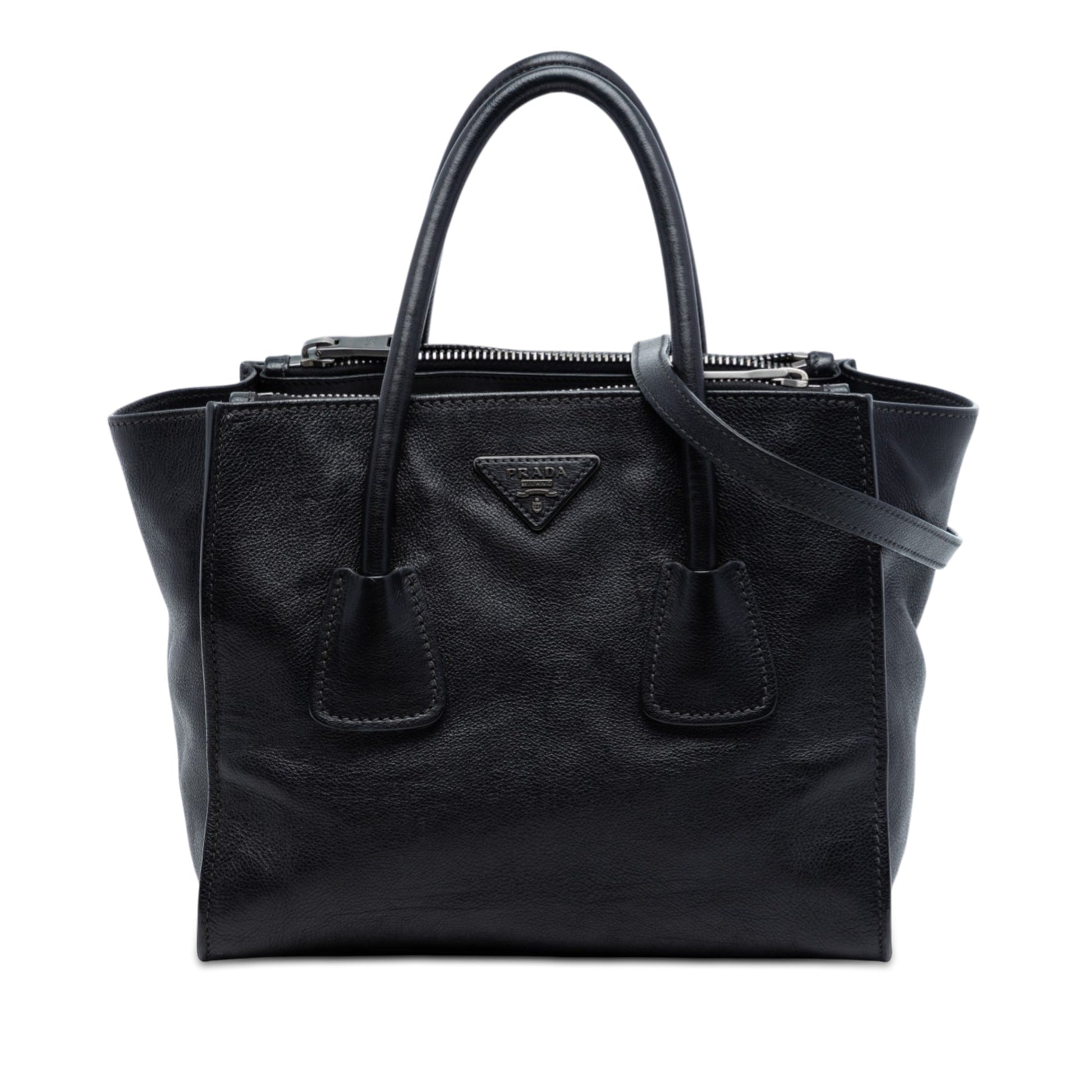 Glace Calf Twin Pocket Double Handle Satchel