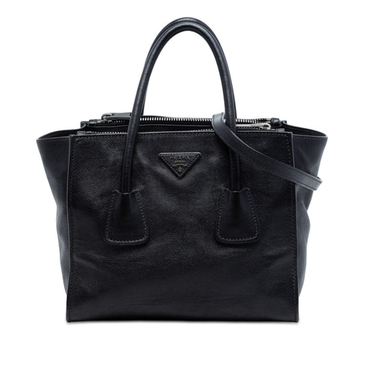 Glace Calf Twin Pocket Double Handle Satchel