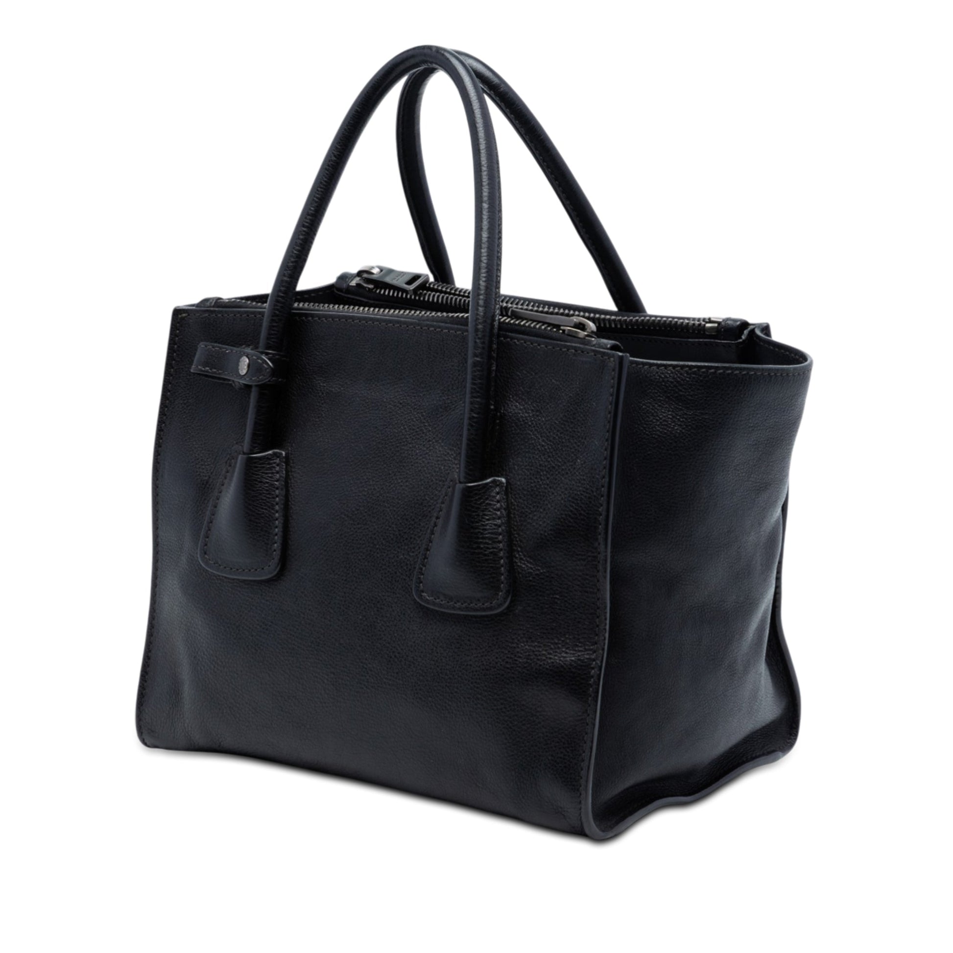 Glace Calf Twin Pocket Double Handle Satchel