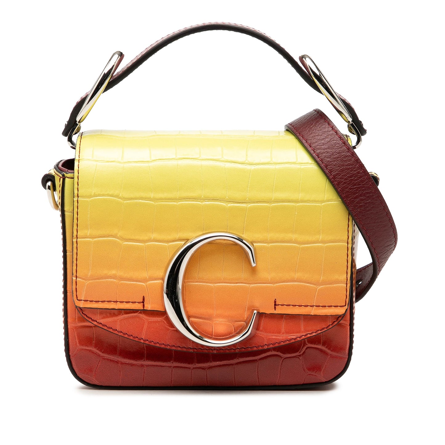 Chloé Mini Croc Embossed Ombre Calfskin C Satchel