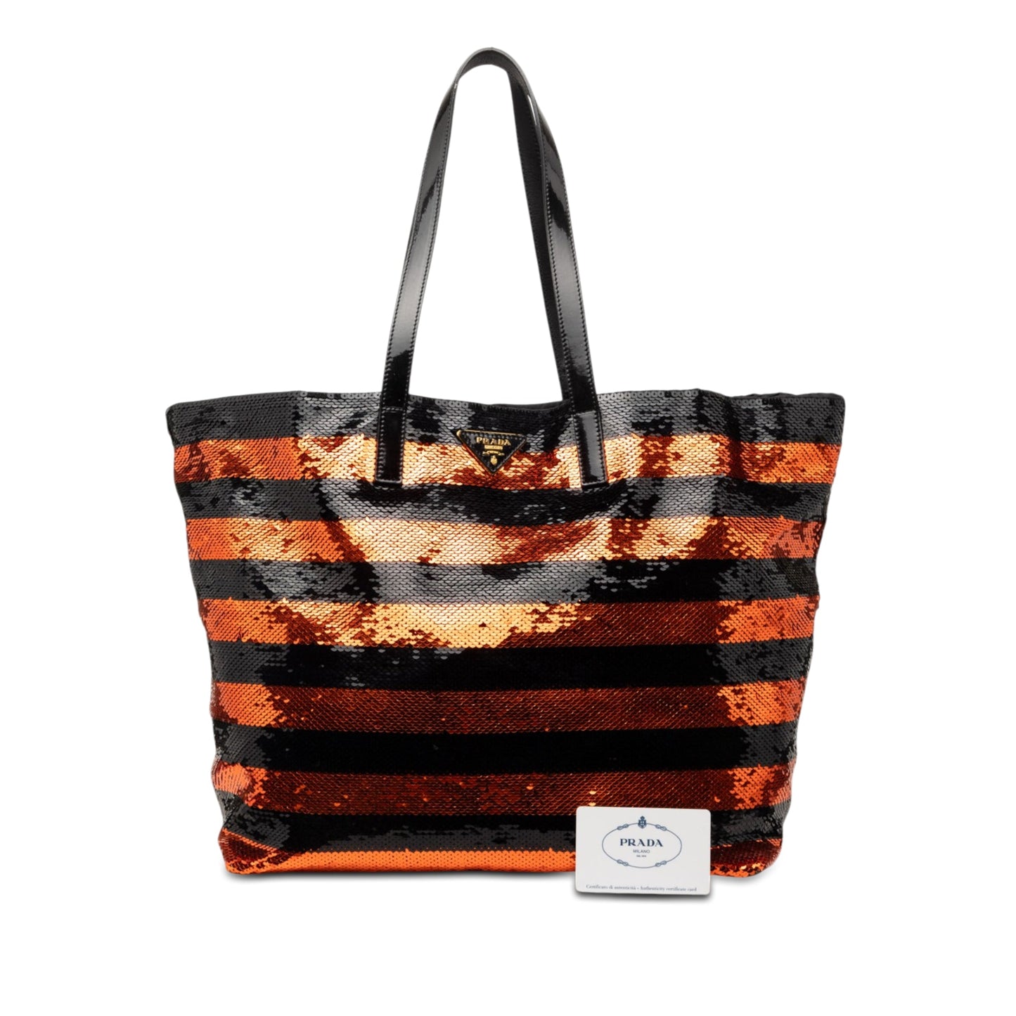 Prada Satin Sequin Stripes Tote