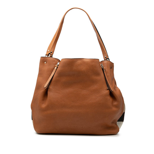 Burberry Medium Leather and House Check Canvas Maidstone Satchel
