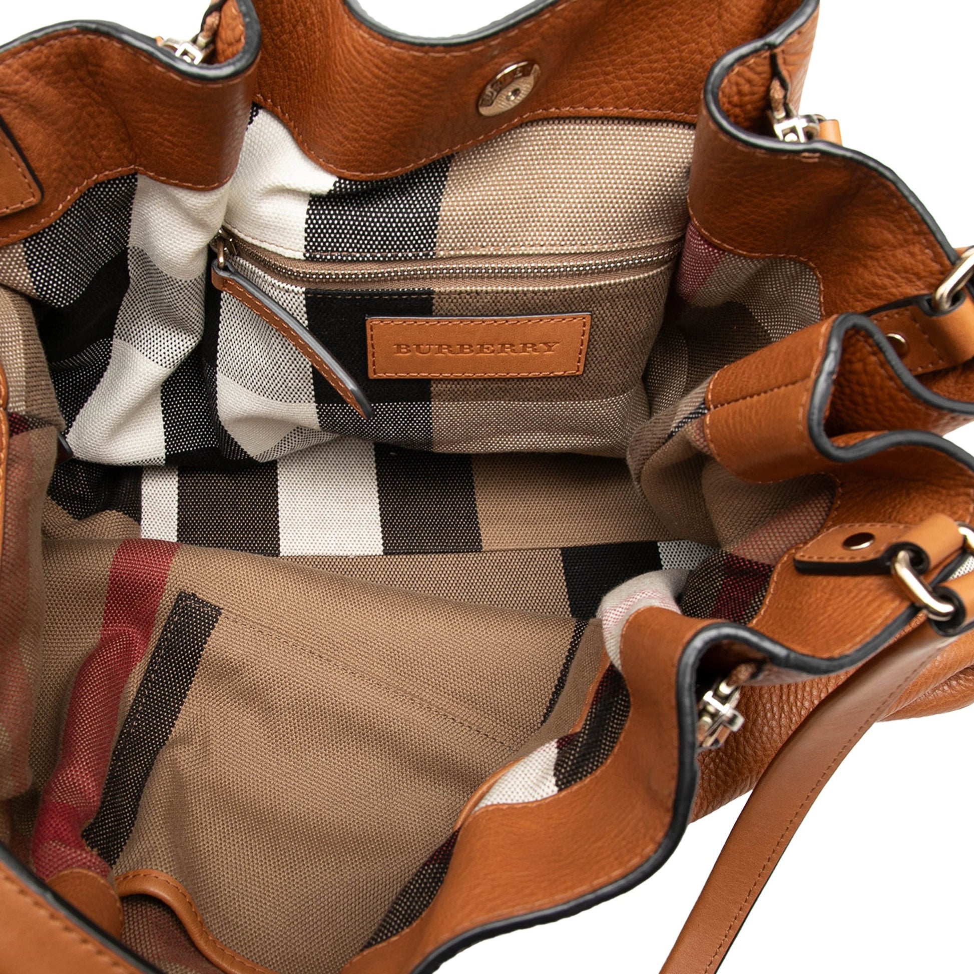 Burberry Medium Leather and House Check Canvas Maidstone Satchel