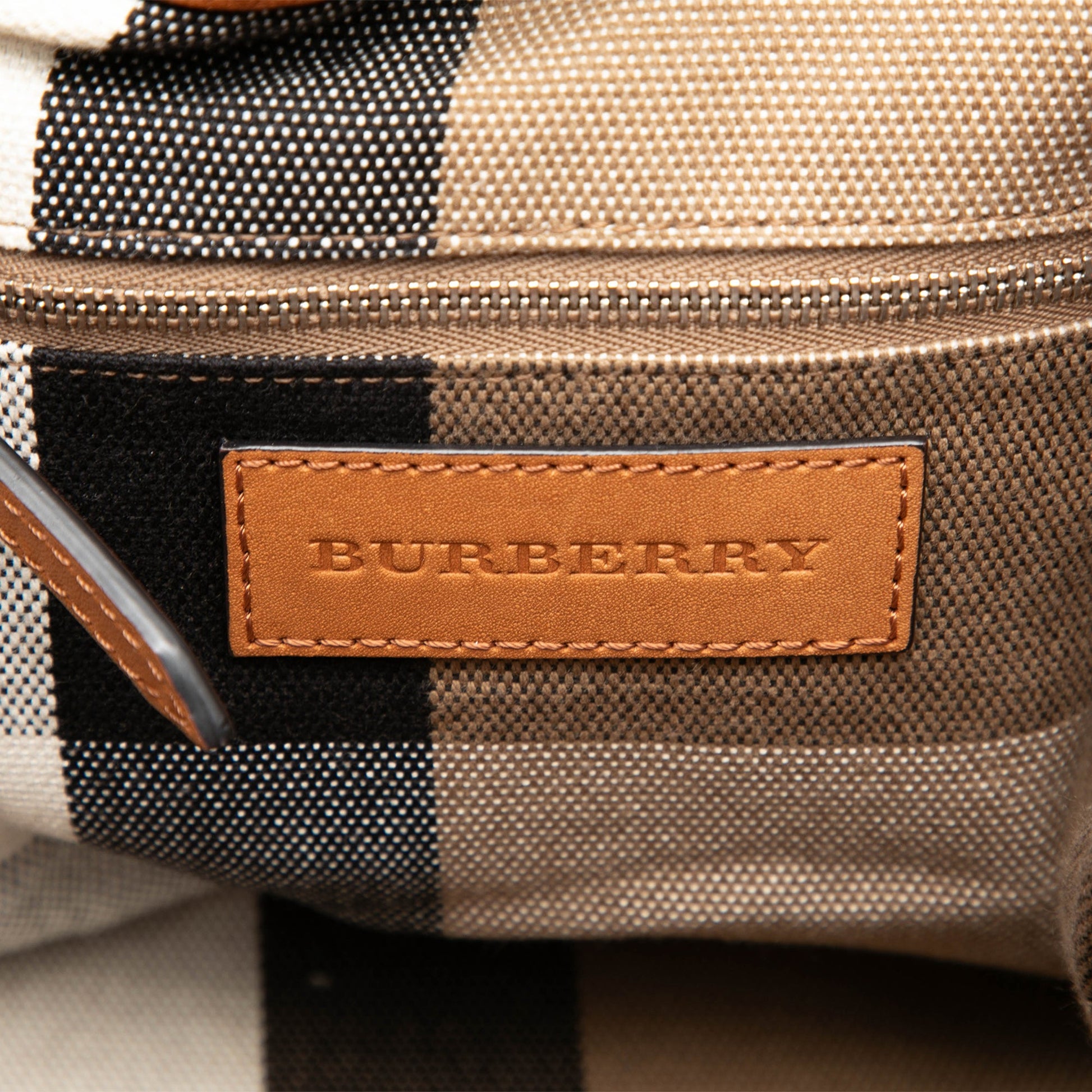 Burberry Medium Leather and House Check Canvas Maidstone Satchel