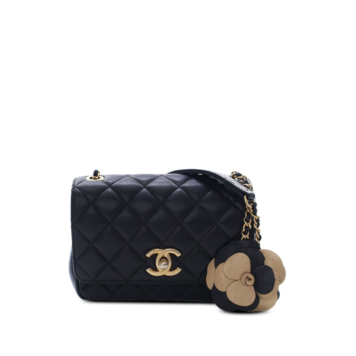 Chanel Small Quilted Lambskin Private Affair Camellia Flap — Black