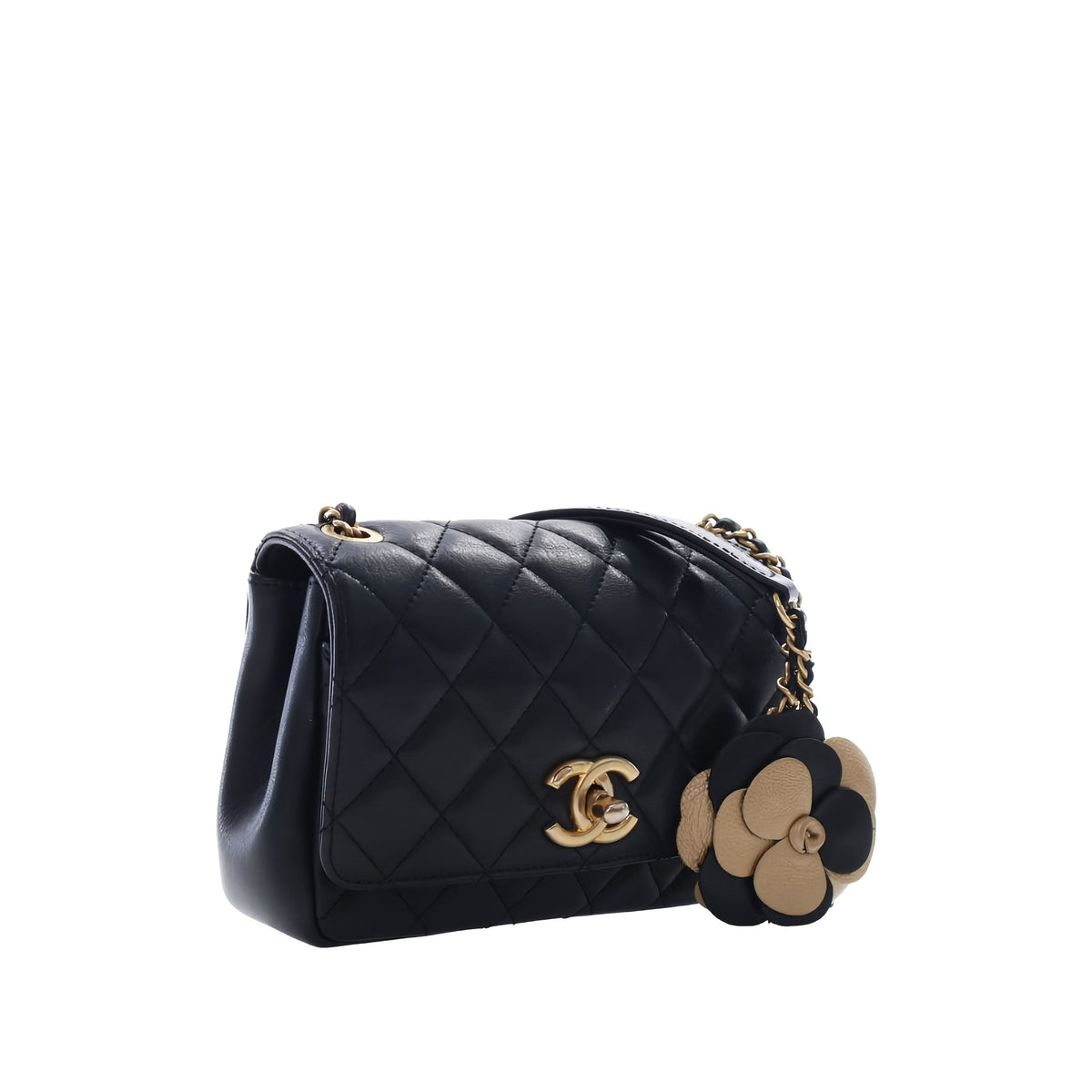 Chanel Small Quilted Lambskin Private Affair Camellia Flap — Black