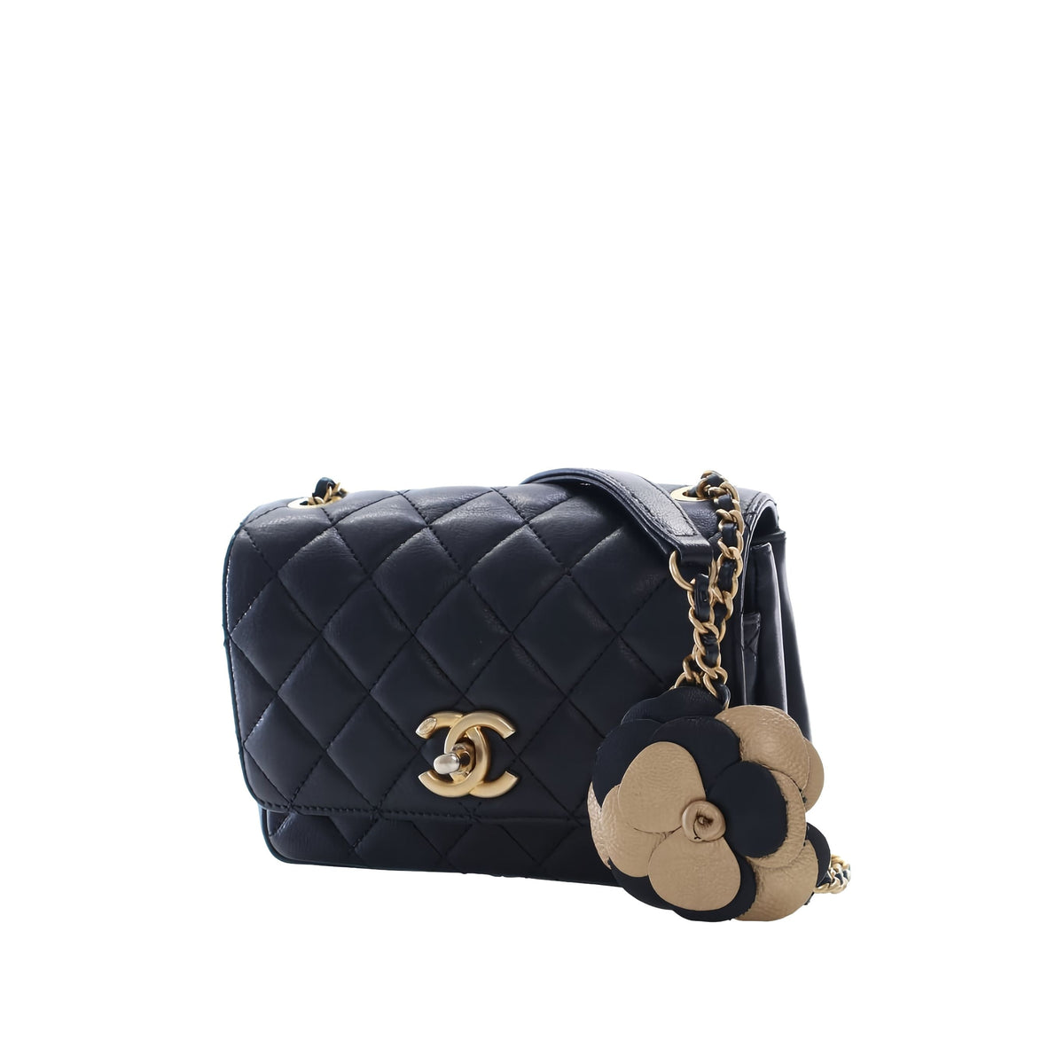 Chanel Small Quilted Lambskin Private Affair Camellia Flap — Black