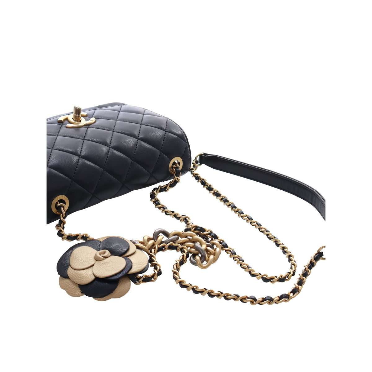 Chanel Small Quilted Lambskin Private Affair Camellia Flap — Black