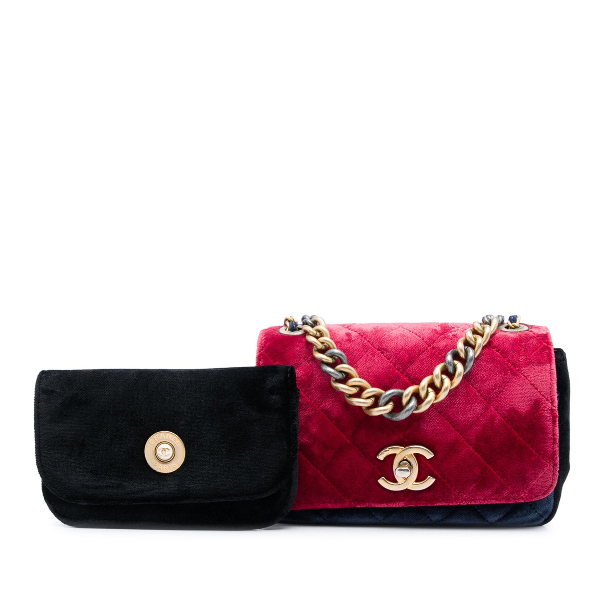 Chanel Paris Cosmopolite Small Tricolor Quilted Velvet Private Affair Camellia Flap