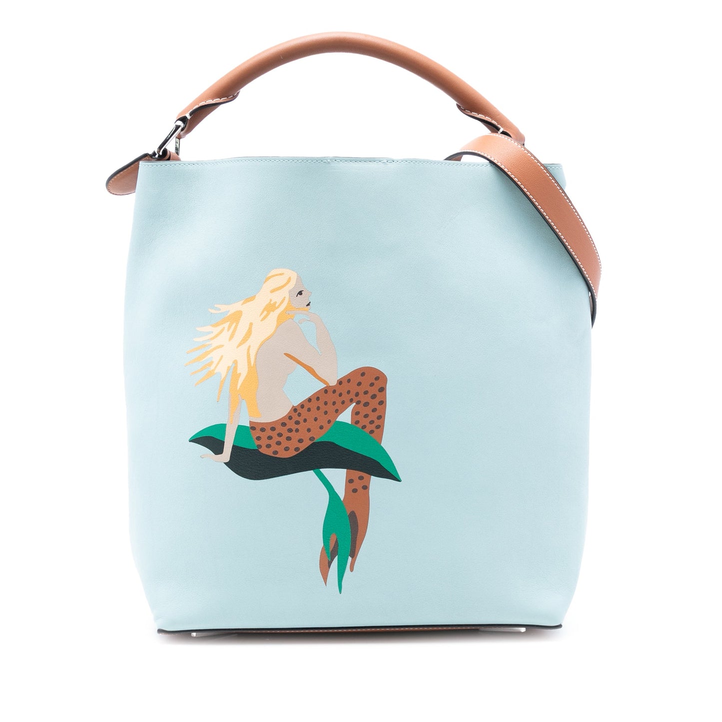 LOEWE Paulas Ibiza Mermaid Print Leather Bucket Bag
