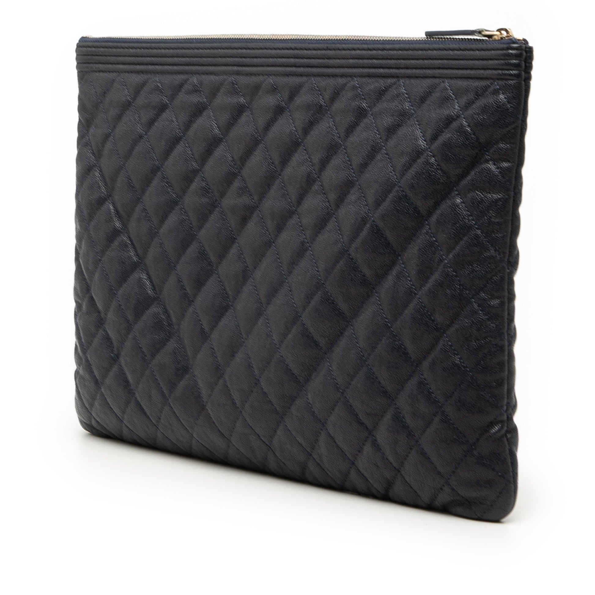 Chanel Large Quilted Caviar Boy O Case Clutch
