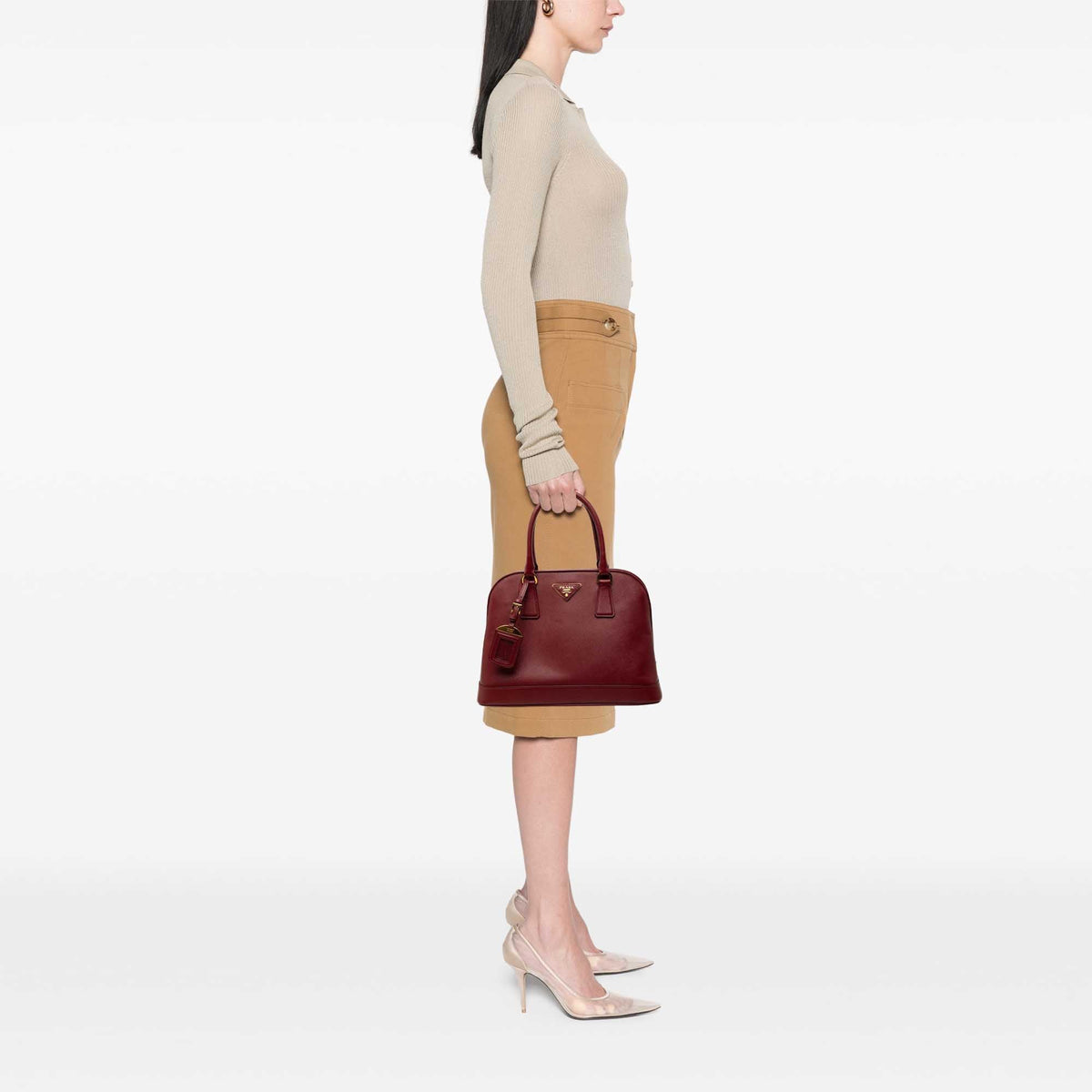 Prada Medium Saffiano Lux Open Promenade Satchel