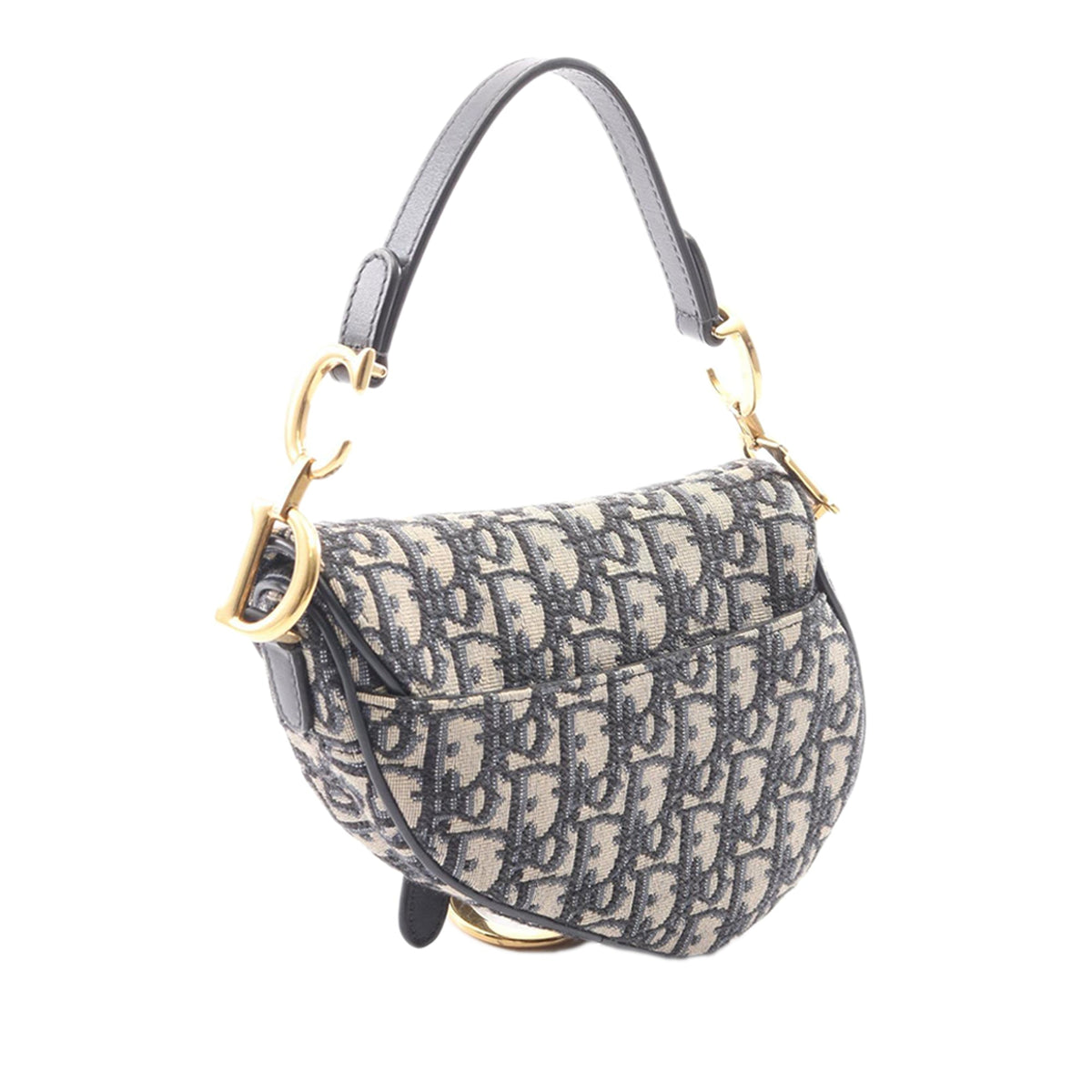Dior Mini Oblique Canvas Saddle Bag — Blue