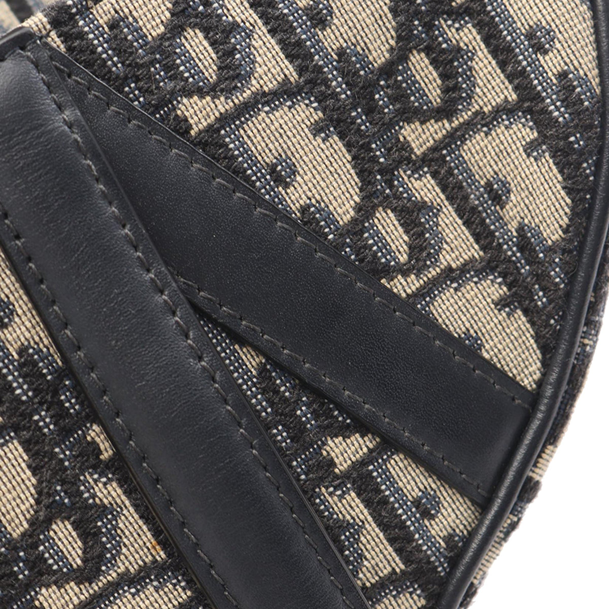 Dior Mini Oblique Canvas Saddle Bag — Blue