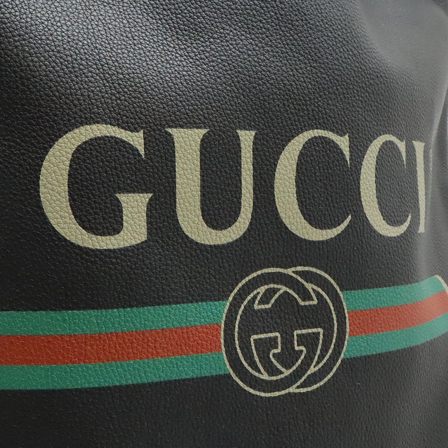 Gucci Grained Calfskin Web Logo Drawstring Backpack