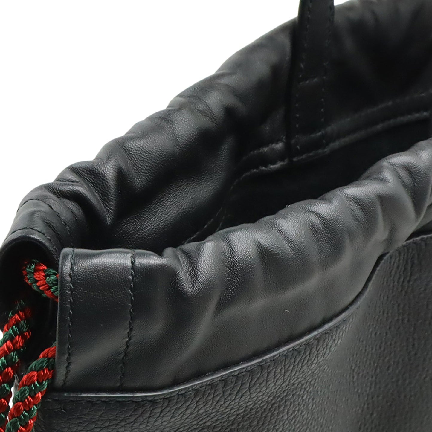 Gucci Grained Calfskin Web Logo Drawstring Backpack