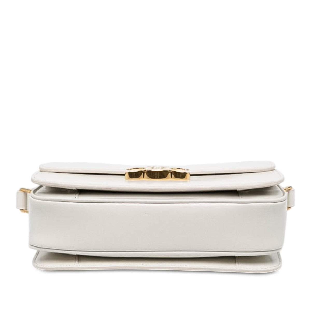 Celine Classique Shiny Calfskin Triomphe Crossbody — White
