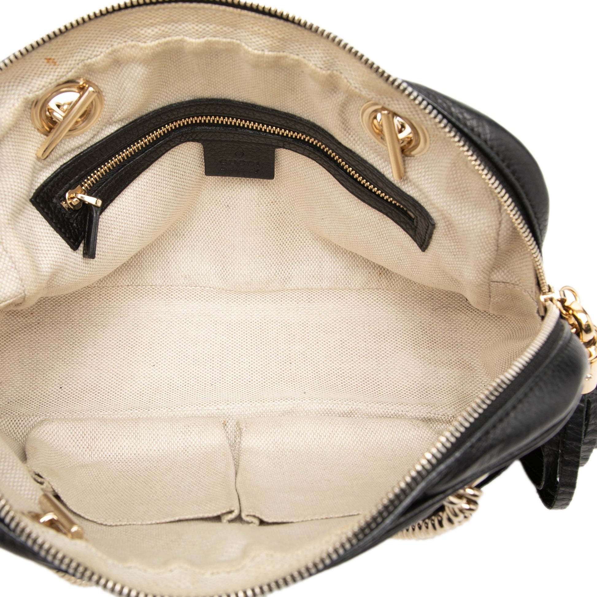Gucci Pebbled Calfskin Soho Chain Zip Shoulder Bag