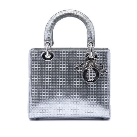 Dior Medium Metallic Patent Microcannage Lady Dior