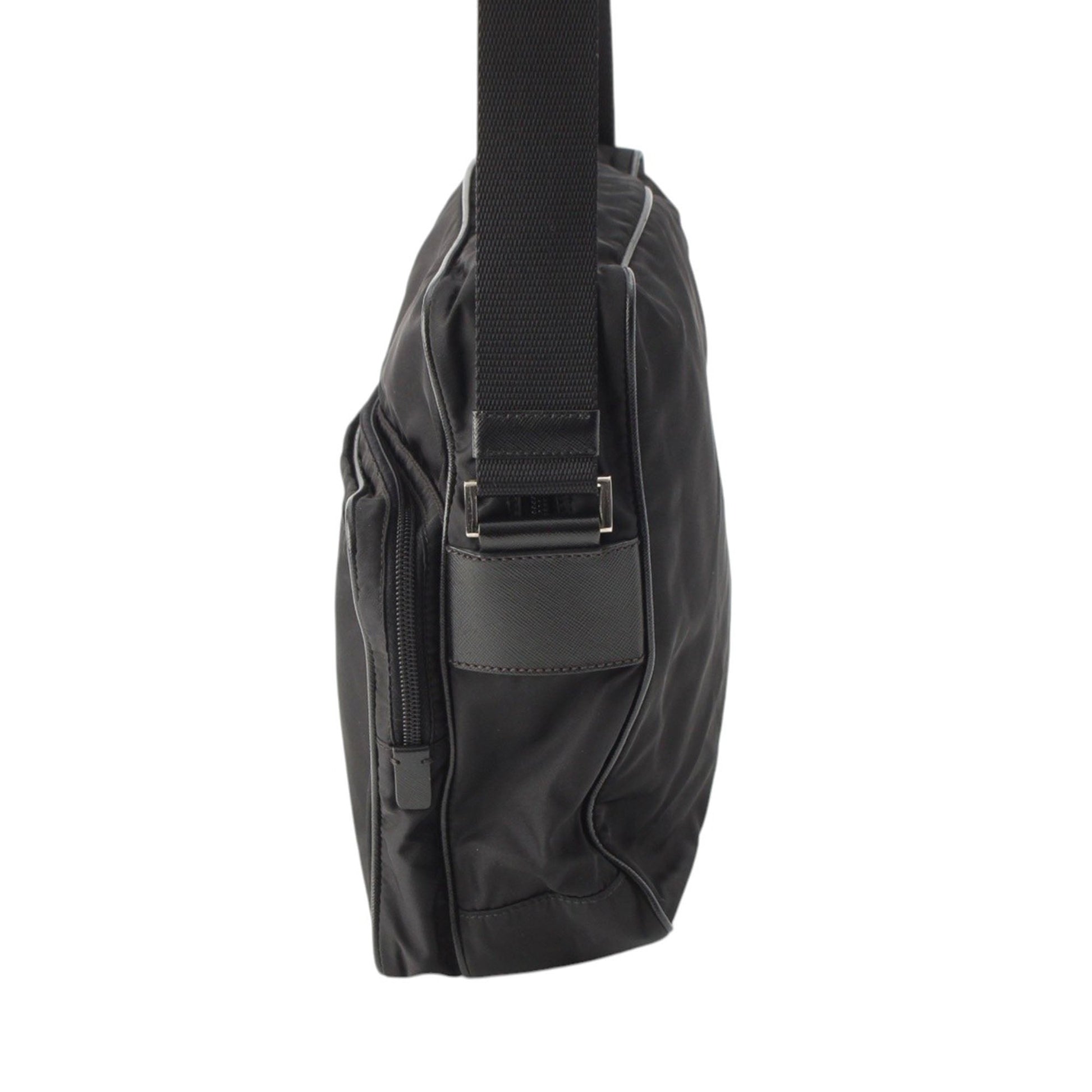 Prada Saffiano Trimmed Tessuto Zip Top Crossbody