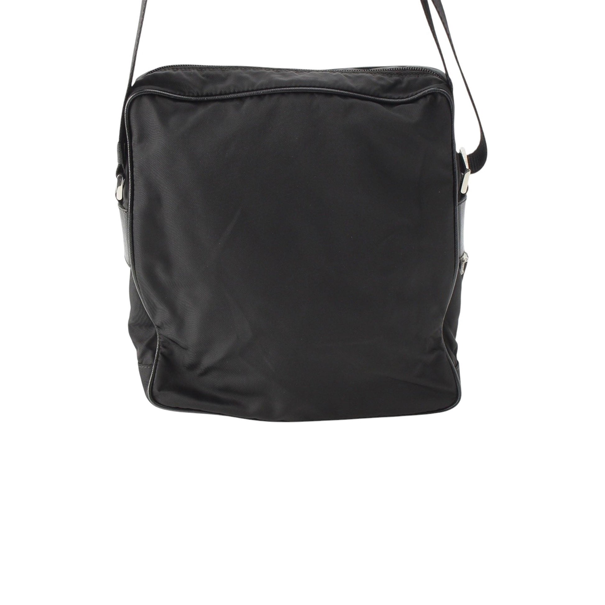 Prada Saffiano Trimmed Tessuto Zip Top Crossbody