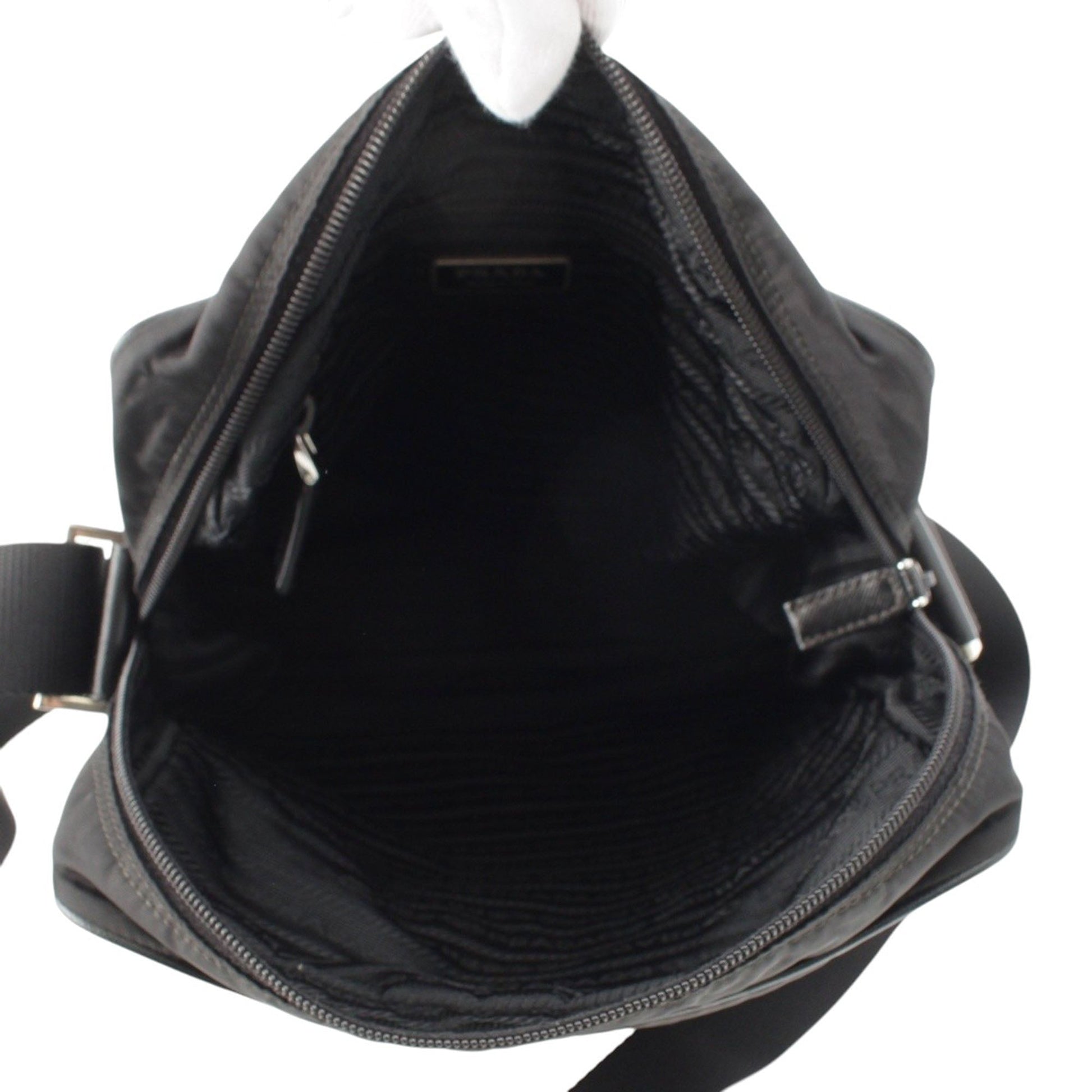 Prada Saffiano Trimmed Tessuto Zip Top Crossbody