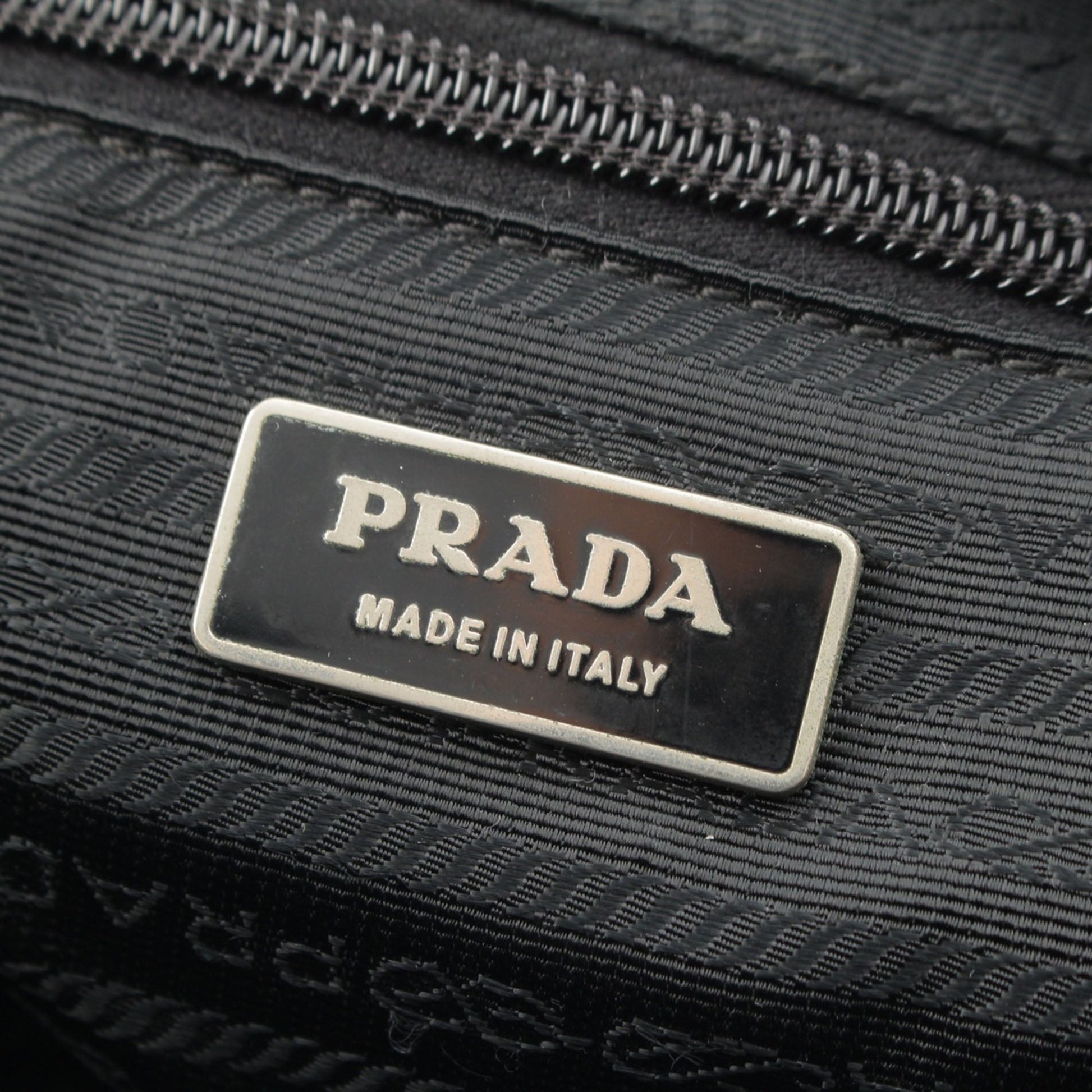 Prada Saffiano Trimmed Tessuto Zip Top Crossbody