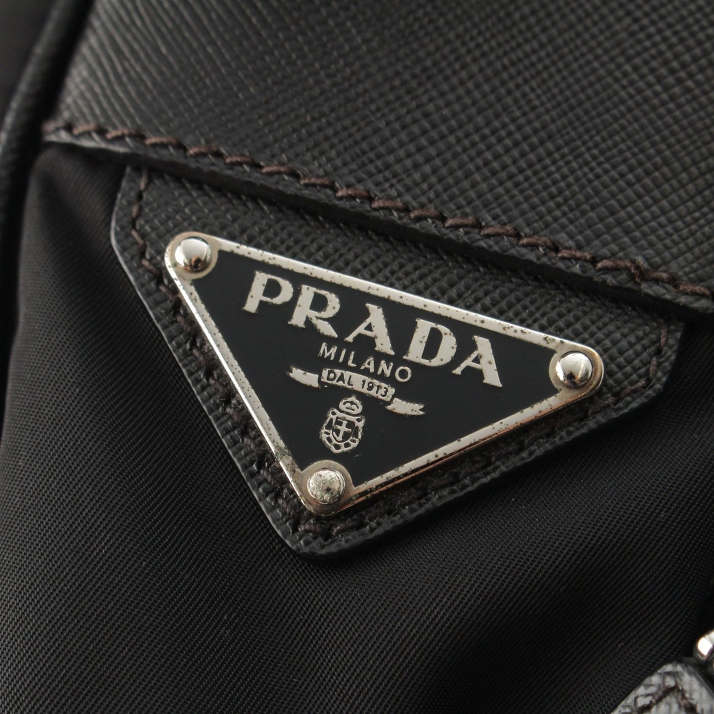 Prada Saffiano Trimmed Tessuto Zip Top Crossbody