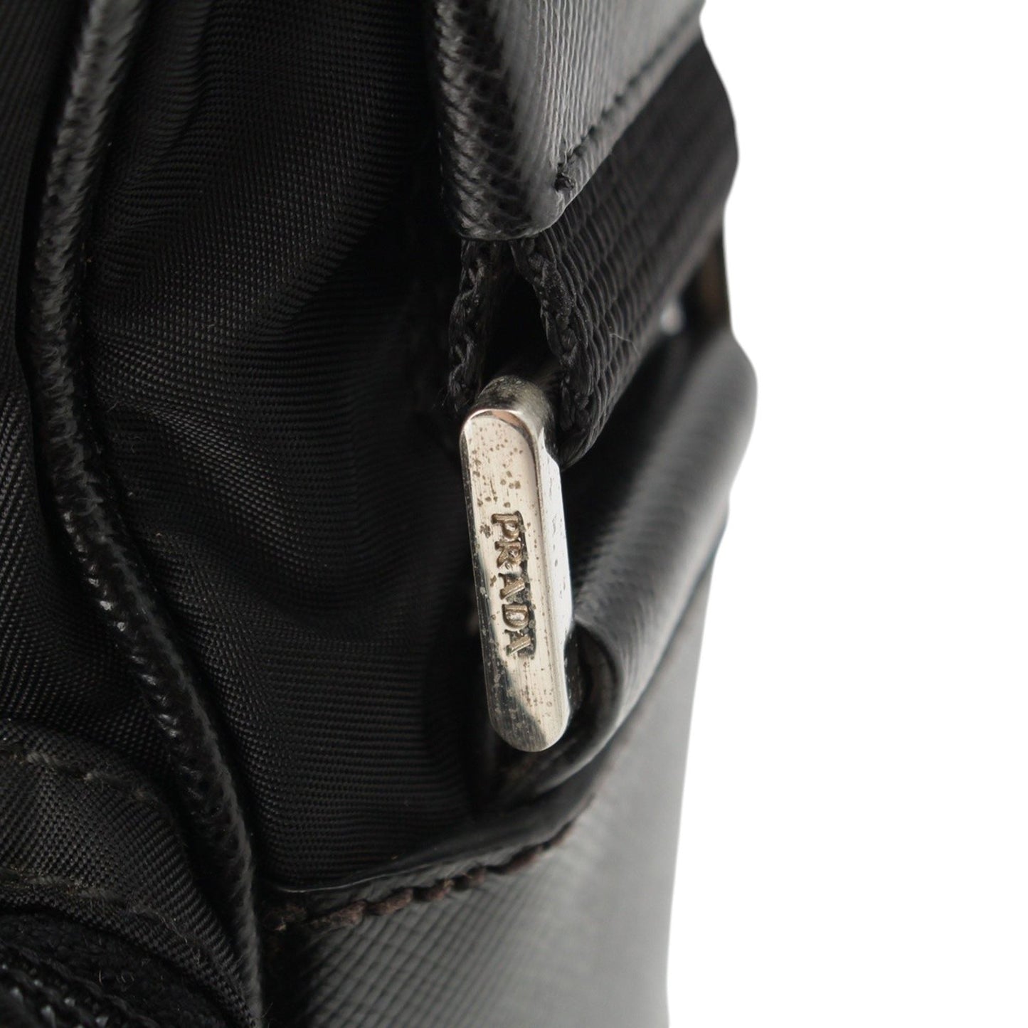 Prada Saffiano Trimmed Tessuto Zip Top Crossbody