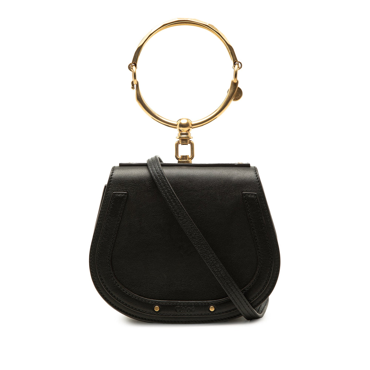 Chloé Small Leather Nile Bracelet Satchel — Black