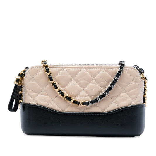 Chanel Bicolor Aged Calfskin Gabrielle Double Zip Clutch with Chain
