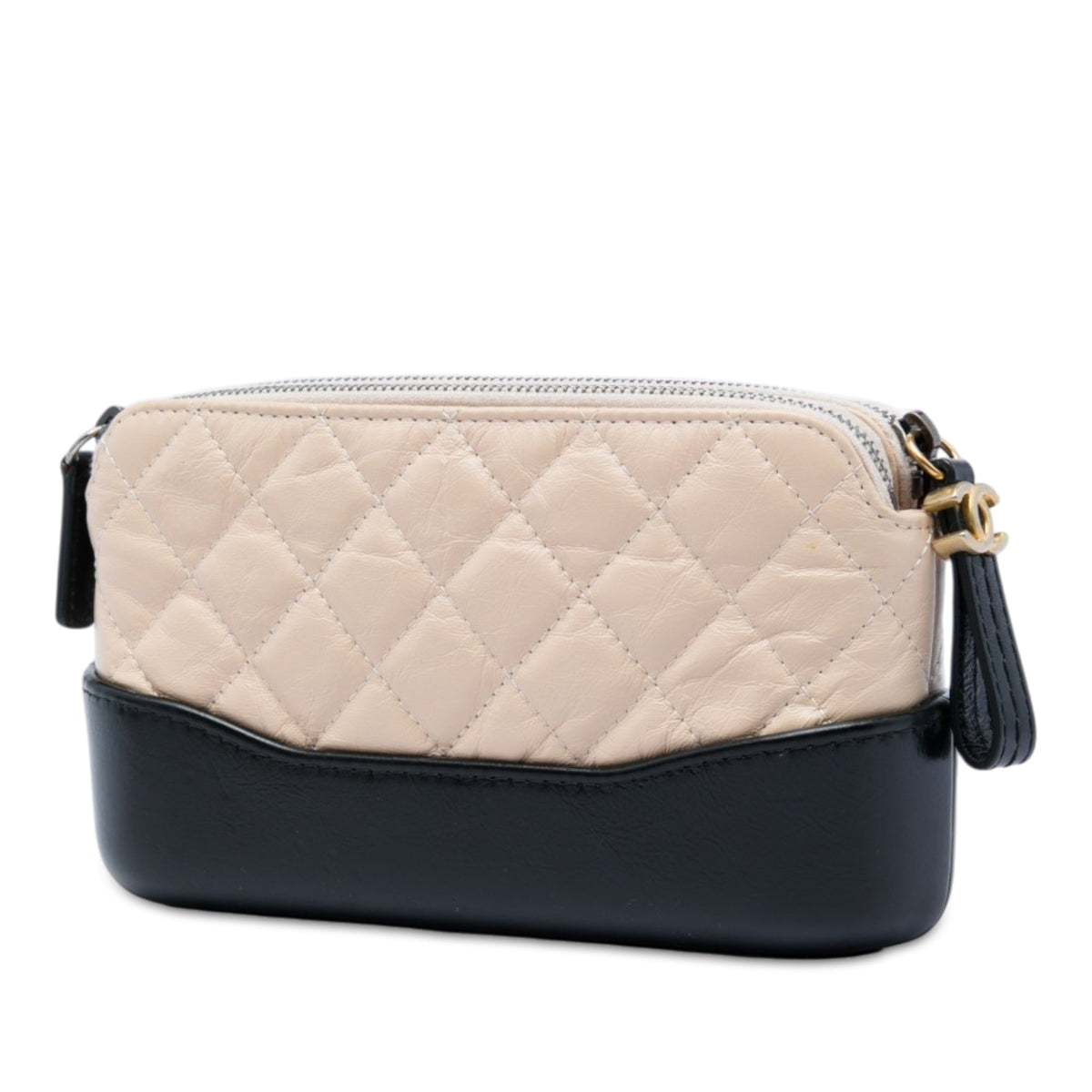 Chanel Bicolor Aged Calfskin Gabrielle Double Zip Clutch with Chain