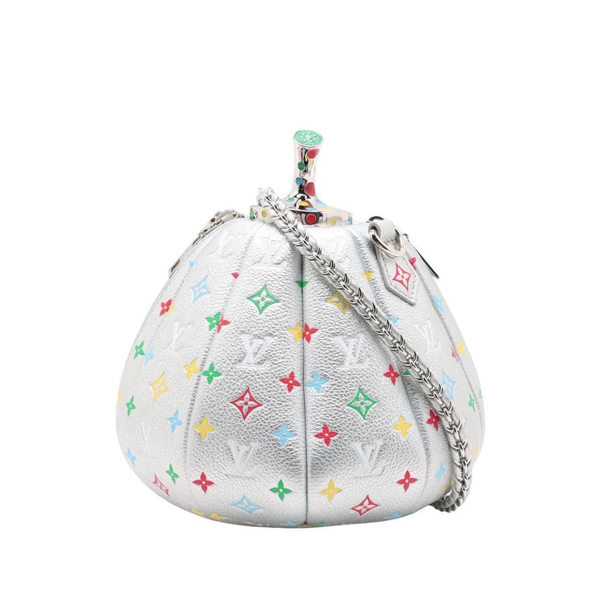 Louis Vuitton Yayoi Kusama Metallic Monogram Multicolore Pumpkin Bag — Silver