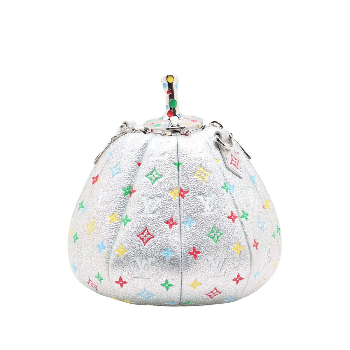Louis Vuitton Yayoi Kusama Metallic Monogram Multicolore Pumpkin Bag — Silver