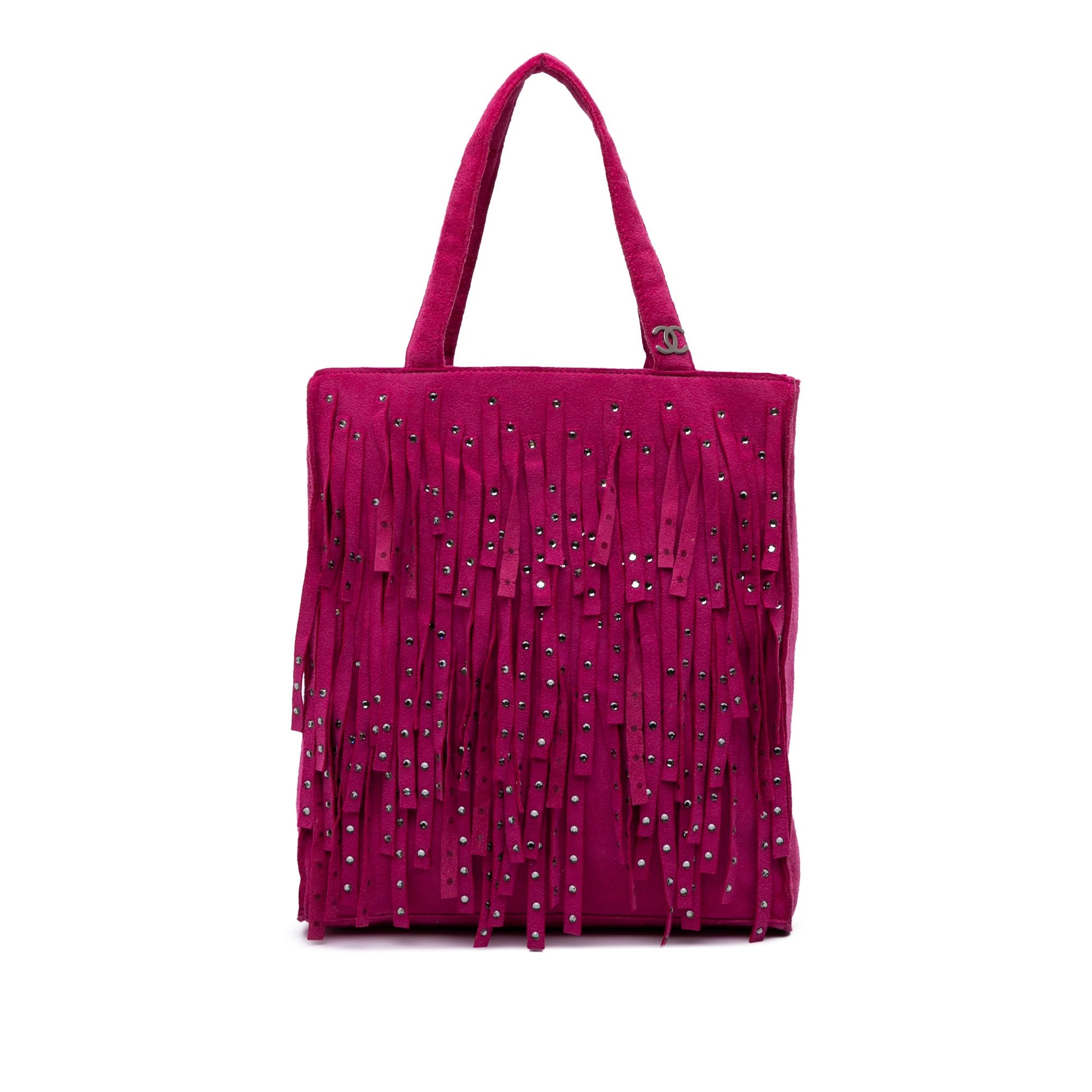 Chanel Mini Suede Studded Fringe Tote