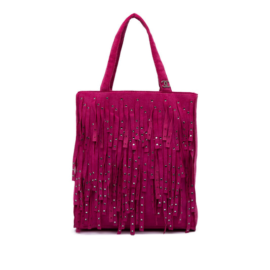 Chanel Mini Suede Studded Fringe Tote