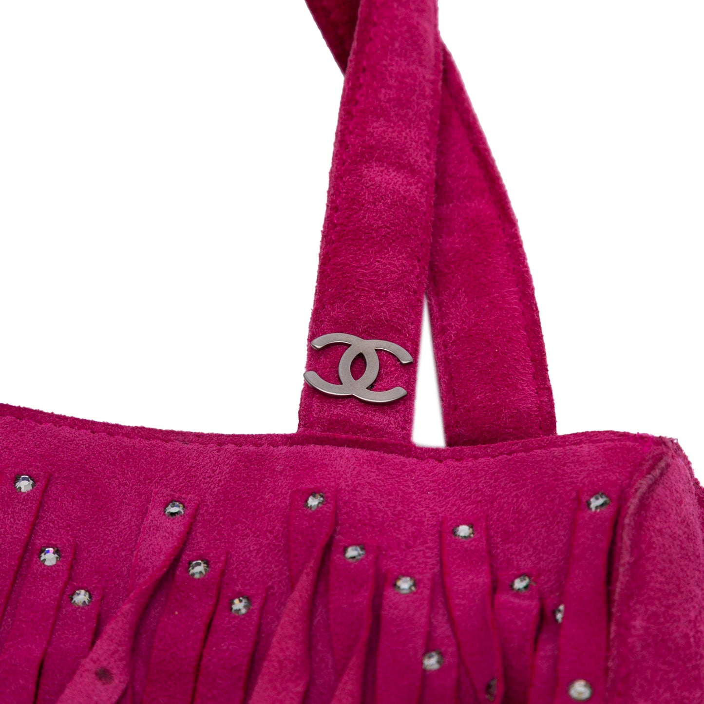 Chanel Mini Suede Studded Fringe Tote