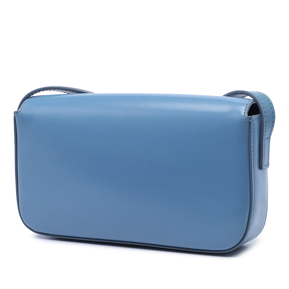 Celine Shiny Calfskin Triomphe Claude Shoulder Bag — Blue
