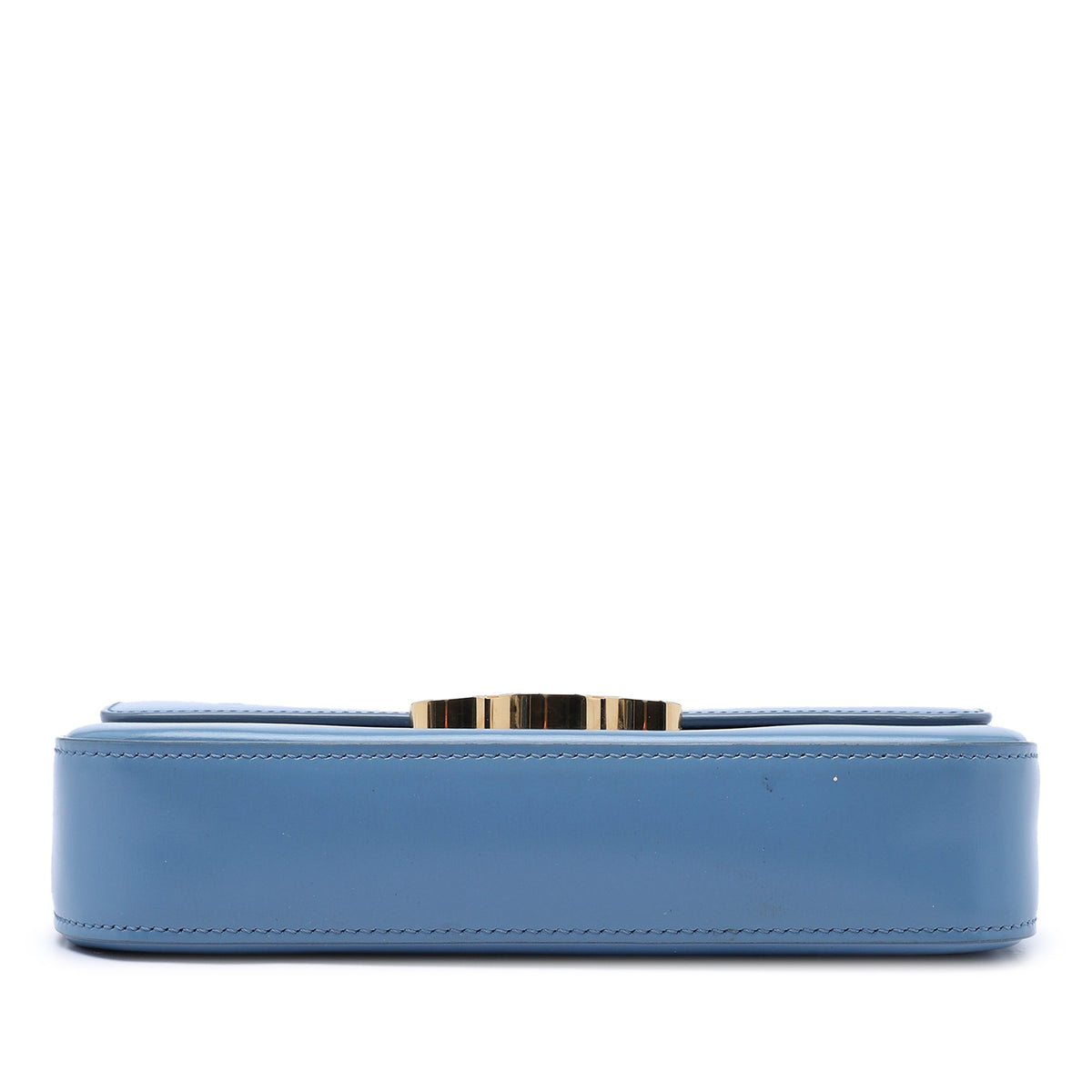 Celine Shiny Calfskin Triomphe Claude Shoulder Bag — Blue