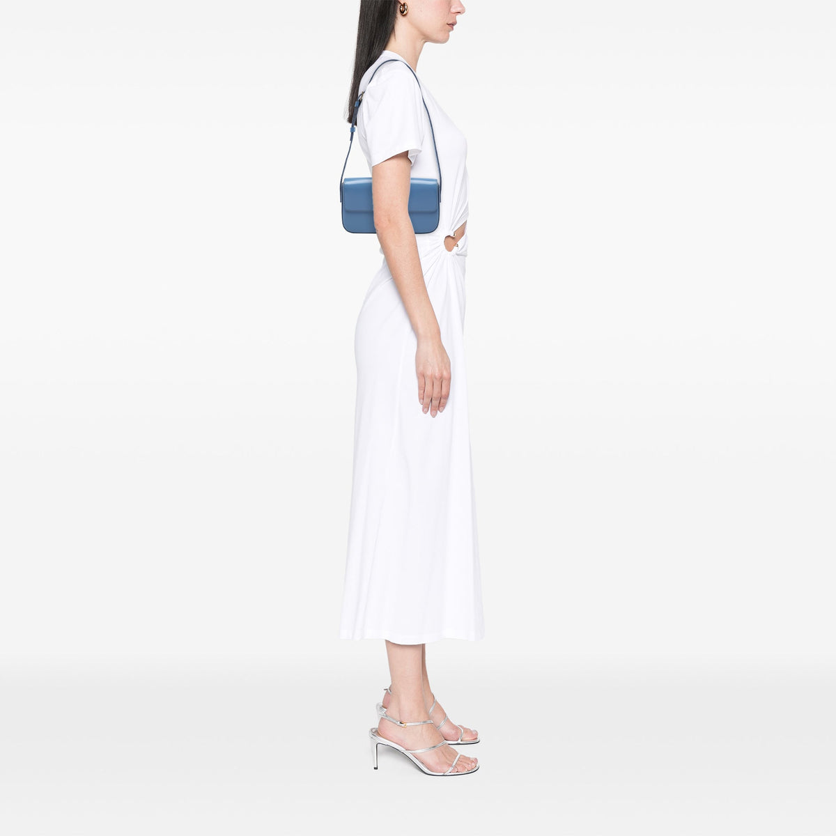 Celine Shiny Calfskin Triomphe Claude Shoulder Bag — Blue