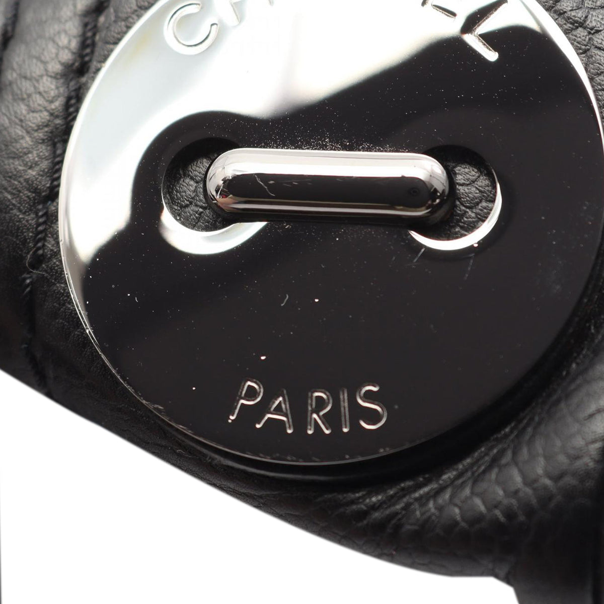 Chanel Chocolate Bar Caviar Button Handbag — Black