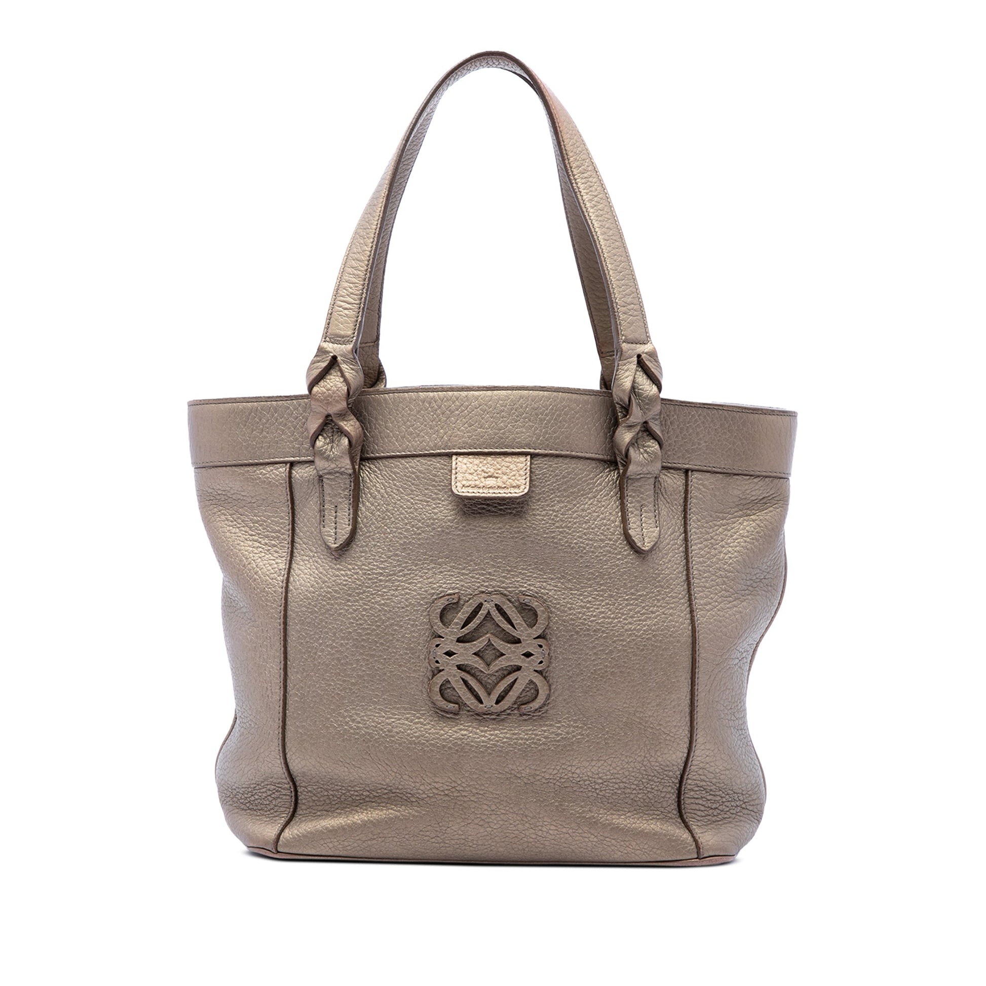 LOEWE Metallic Leather Anagram Fusta Tote