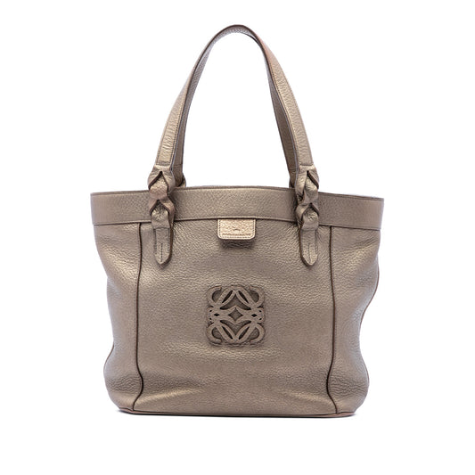 LOEWE Metallic Leather Anagram Fusta Tote