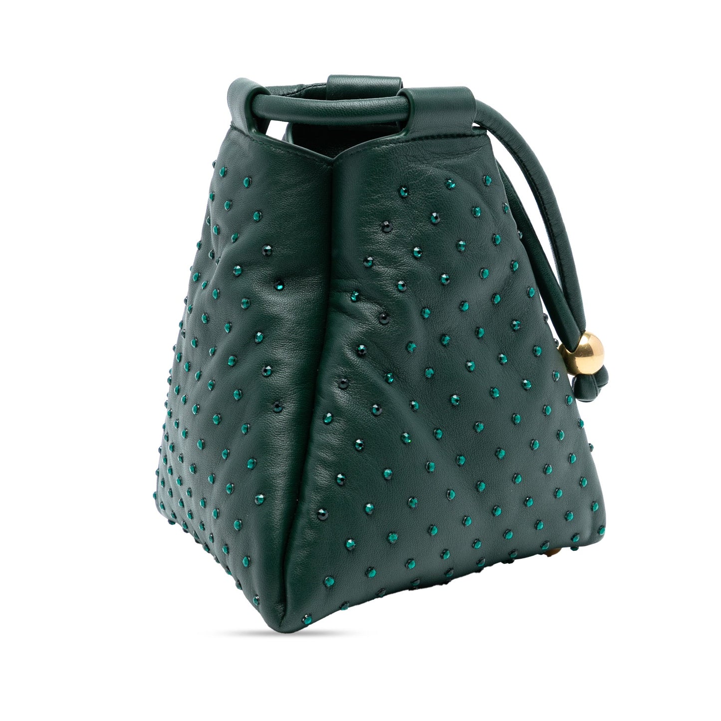 Bottega Veneta Mini Lambskin Crystal Embellished Triangle Handbag