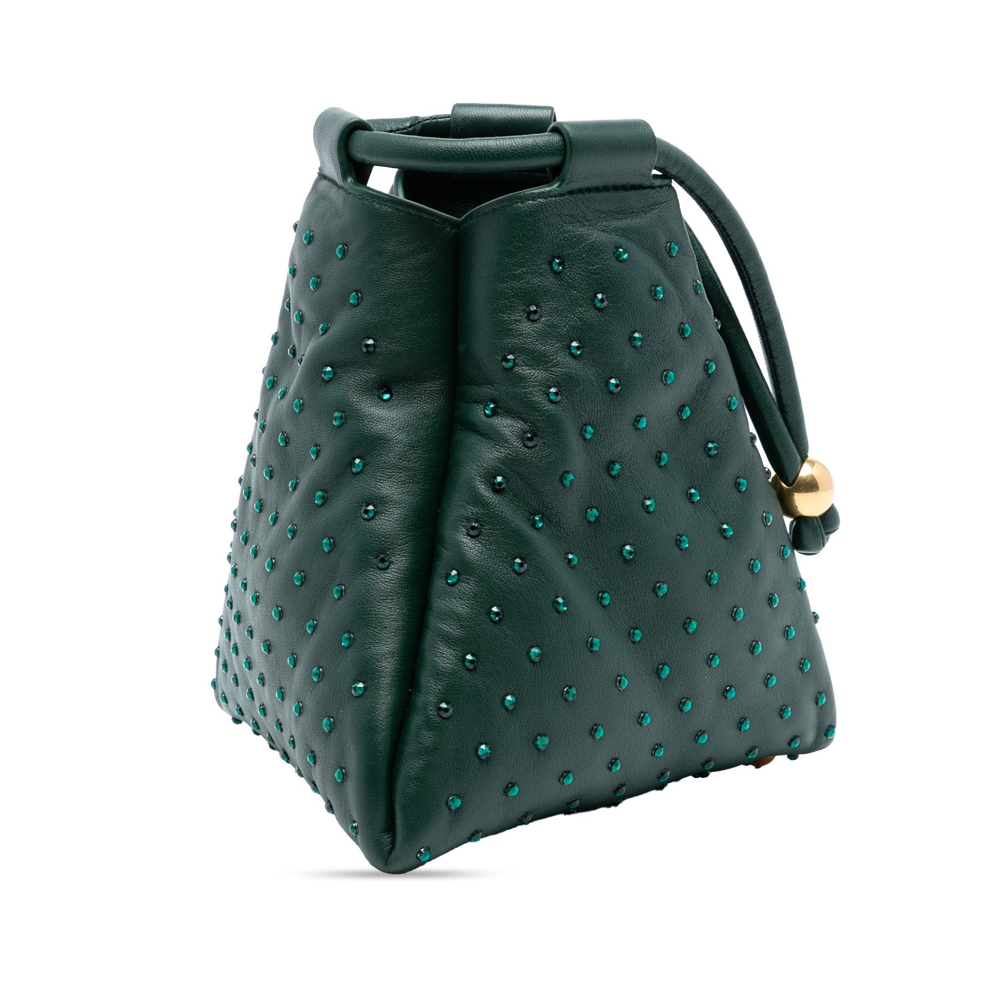 Bottega Veneta Mini Lambskin Crystal Embellished Triangle Handbag